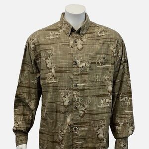 Columbia River Lodge LS Camouflage Deer Shirt L